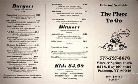 a place to go|a place to go menu.